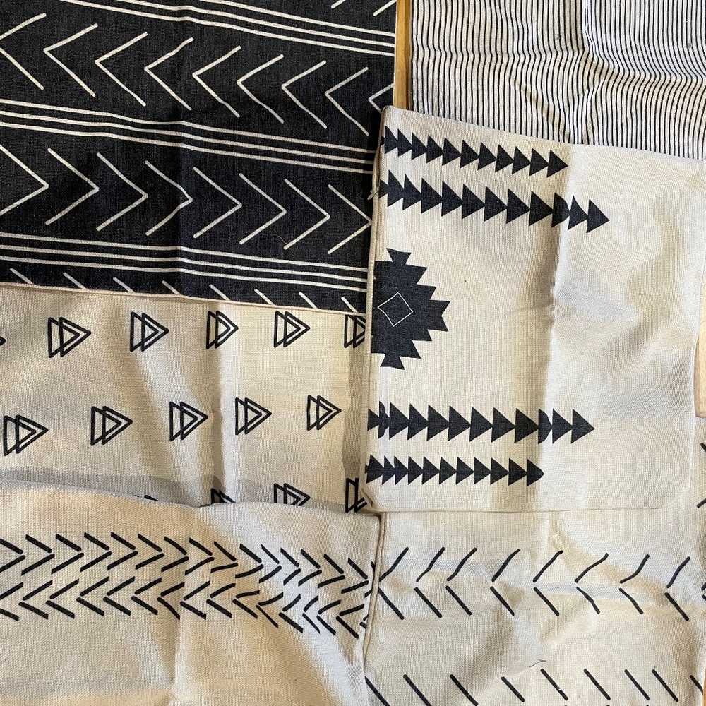 Set of 6 boho canvas throw pillow cases